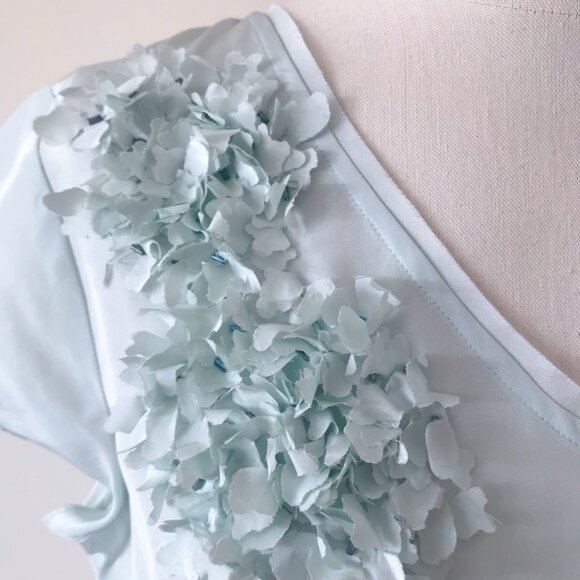 Talbots silk blouse floral silk shirt baby blue - Picture 4 of 7